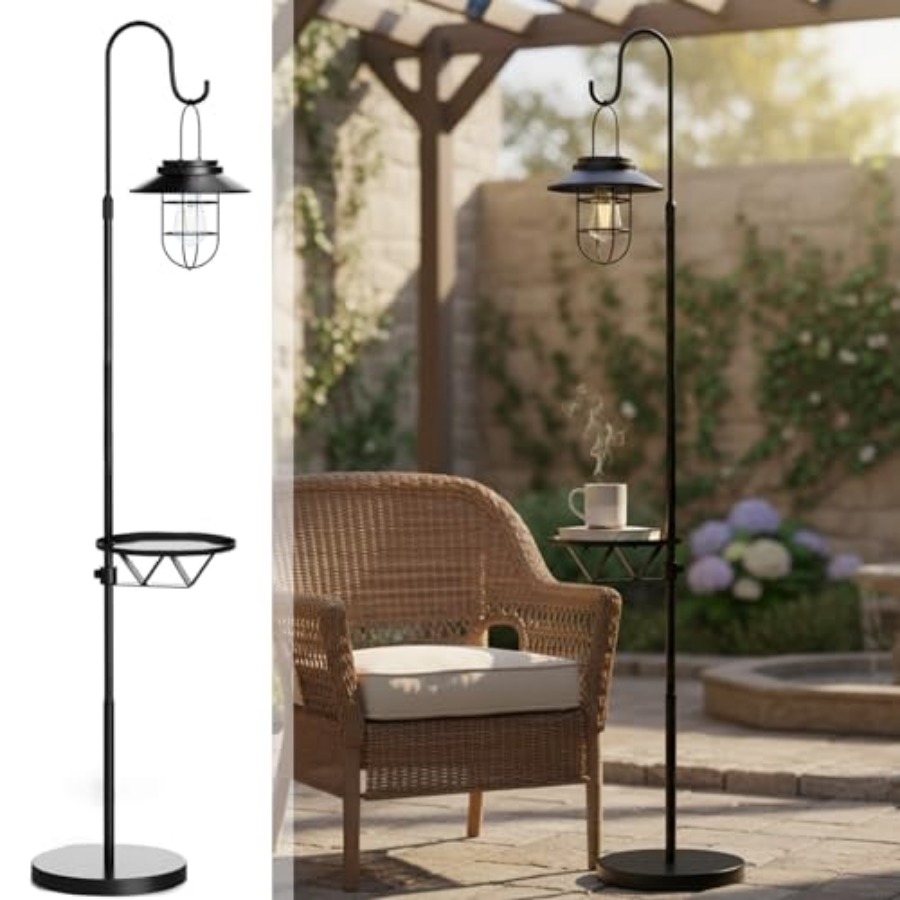 Solar Lamp - Solarna lampa podłogowa ze stolikiem, 60-calowy