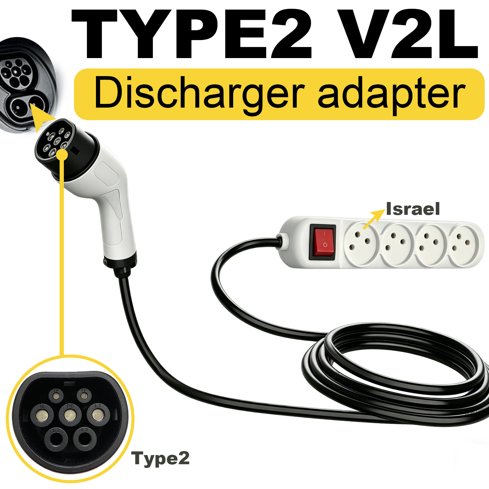 Outdoor Power Station - Adapter rozruchowy Type2 V2L z izraelską